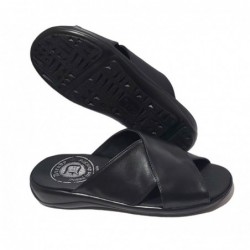 Sandalia Cómoda Hombre Piel Negra. Duendy
