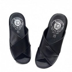Sandalia Cómoda Hombre Piel Negra. Duendy