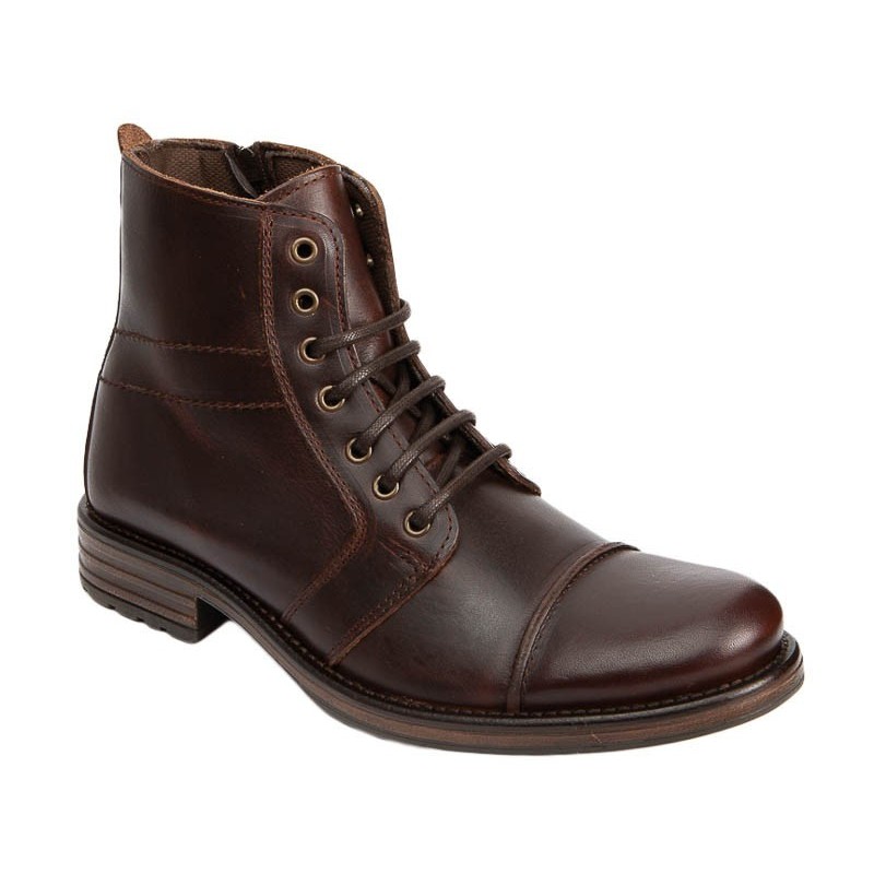 Bota Piel Moda Joven Hombre  Marrón.