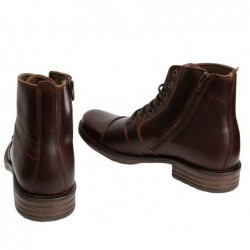 Bota Piel Moda Joven Hombre Piel Marrón