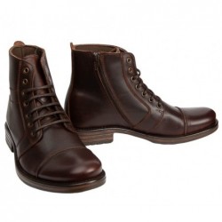 Bota Piel Moda Joven Hombre Piel Marrón