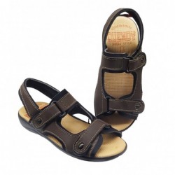 Duendy, Sandalia Velcros Californiana En Piel Para Hombre