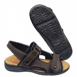 Duendy, Sandalia Velcros Californiana En Piel Para Hombre