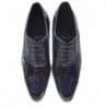 Zapato Novio Piel Charol Azul y Suela de Cuero. JR Almansa