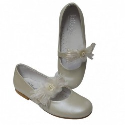 KILLOS, Zapato Niña Comunión Piel Con Adorno Floral.