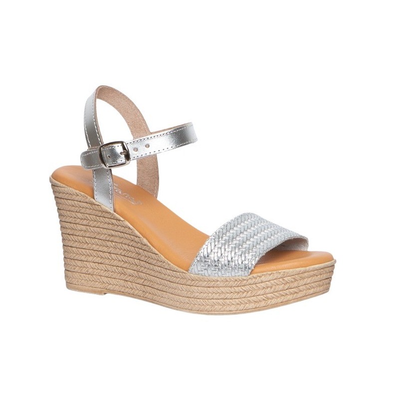 Sandalia Cuña Alta Super Cómodas Plata. D'Veranas