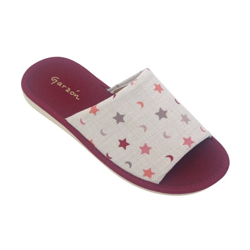Zapatilla Mujer Verano De Casa Estrellas Burdeos. Garzon