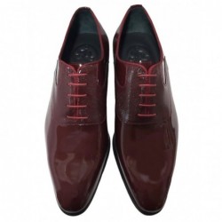 JR Almansa Zapato Novio-Ceremonia Piel Charol Burdeos
