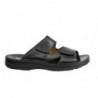 Sandalia Doble Velcro Hombre Cómoda Piel Negro..