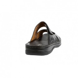 Sandalia Doble Velcro Hombre Cómoda Piel Negro..