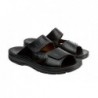 Sandalia Doble Velcro Hombre Cómoda Piel Negro..