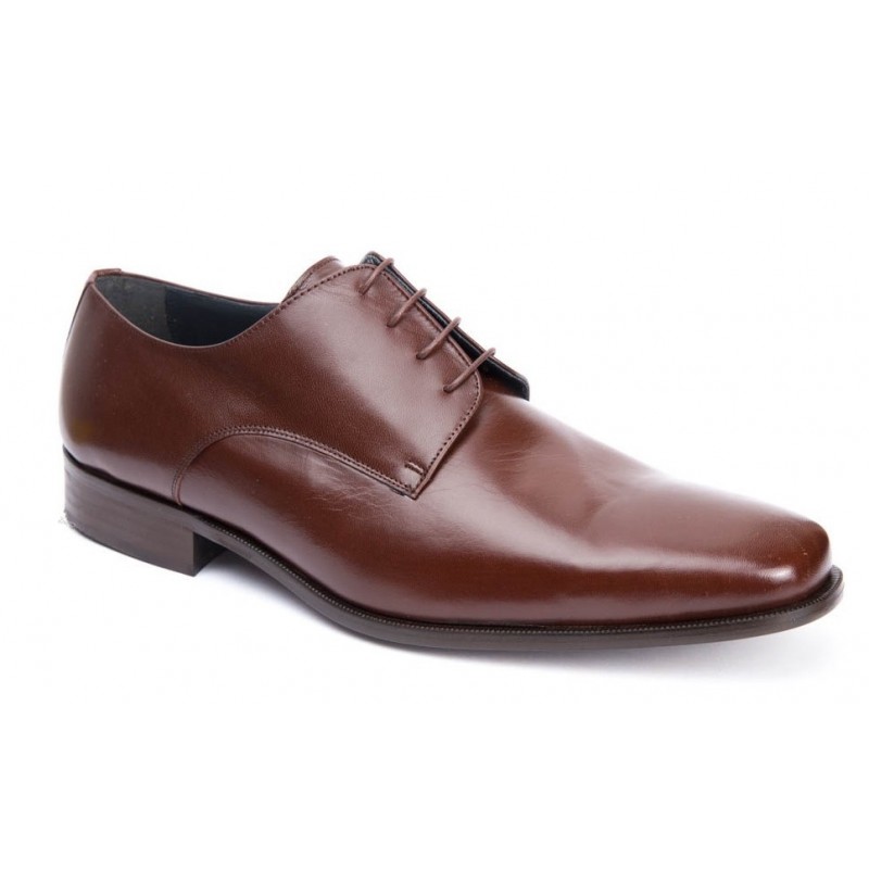 Zapato Ancho Piel Caoba Almansa Clásico Tallas Especiales