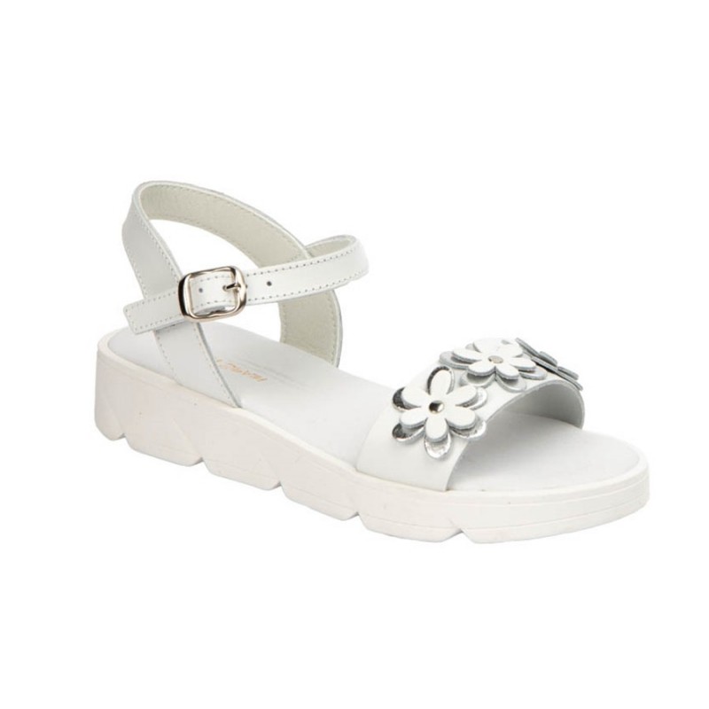 Sandalia Niña Muy Cómoda Blanco-Plata. D'Tivo