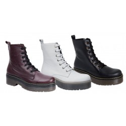 Bota Militar Para Mujer Joven Piel Negro. Rodri