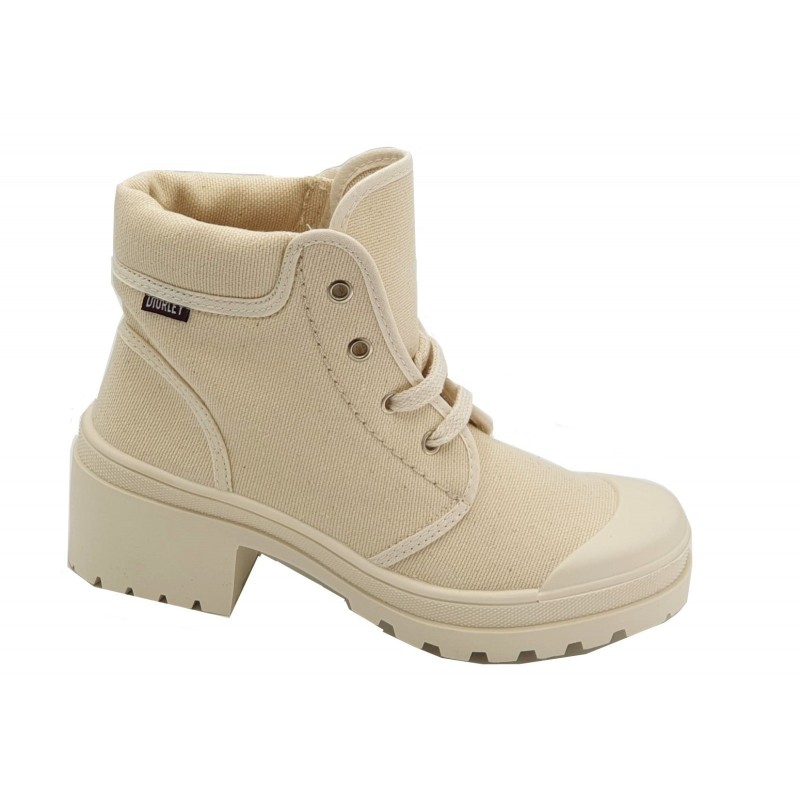 Diurley. Bota Lona Moda Joven Mujer Color Crudo