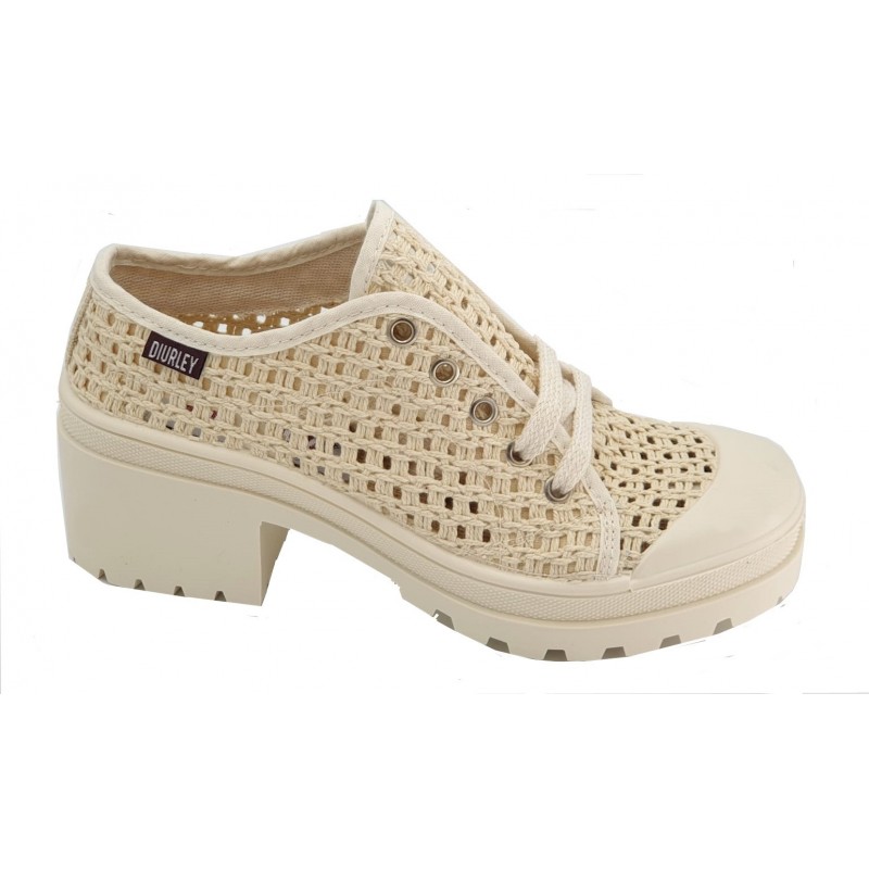Zapato Lona Crudo Rejilla Joven .Diurley