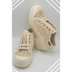 Zapato Lona Crudo Rejilla Joven .Diurley