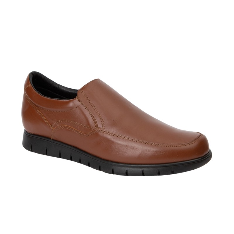 Maxi Confort. Zapato Caballero Piel Cuero Con Elásticos