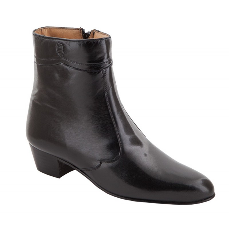 Bota Tacón Cubano Piel Negro. Almansa