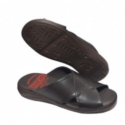 Duendy Sandalia Cómoda Hombre Piel Marrón