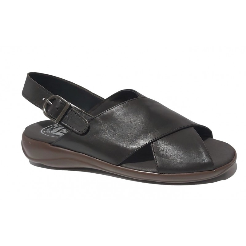 Sandalia Cómoda Hombre Piel Marrón. Duendy