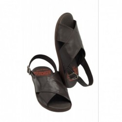 Duendy Sandalia Cómoda Hombre Piel Marrón