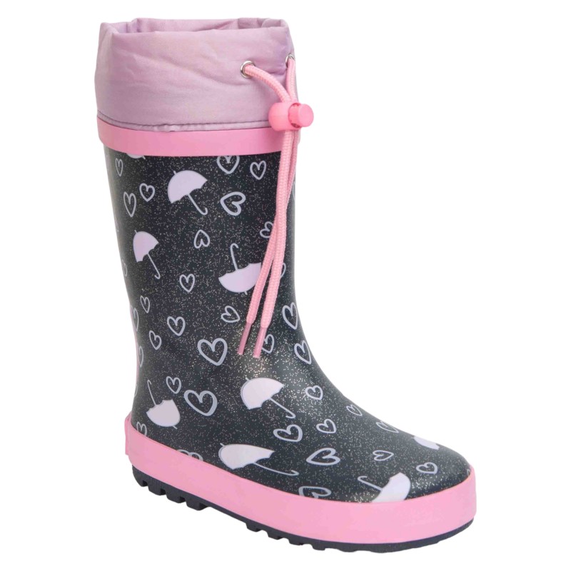 copy of Botas Agua Niña Gato-Corazones Gris-Rosa. Crecendo
