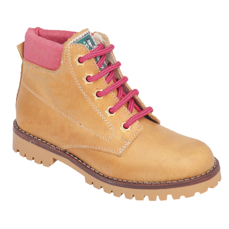 Killo Bota Niña Estilo Panama Piel Camel-Fuxia