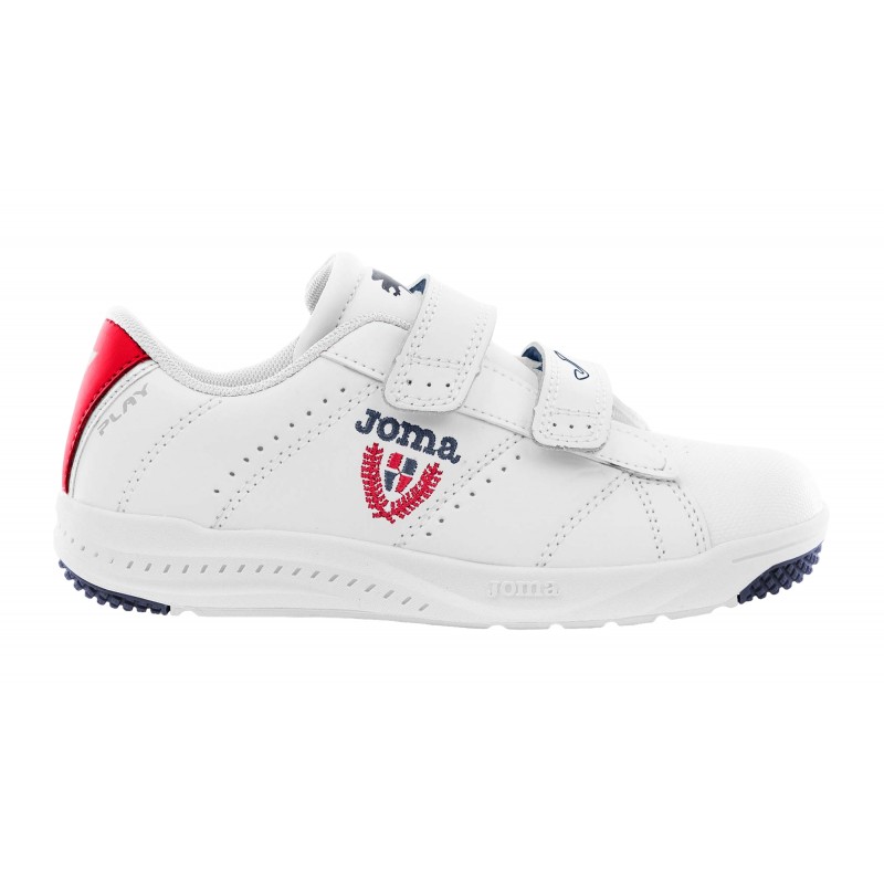 Joma Play Jr Deportivo Colegial Blanco Rojo Con Velcros