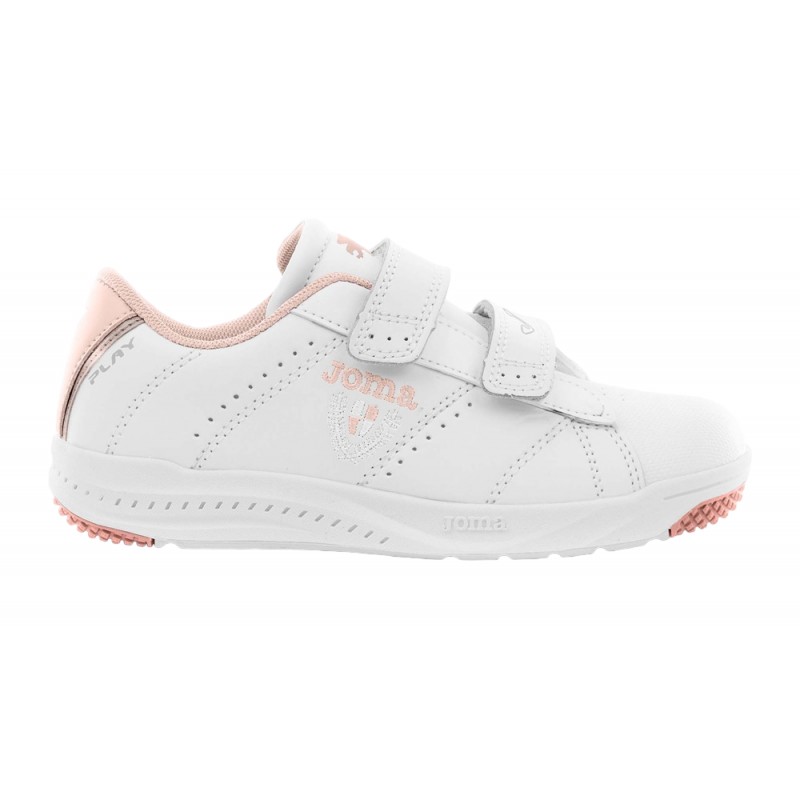 Joma Play Jr Deportivo Colegial Blanco Rosa Con Velcros