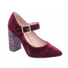 Zapato Mujer Terciopelo Burdeos. Alarcón.