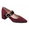 Zapato Mujer Piel Ante Burdeos con tacón. Alarcón.
