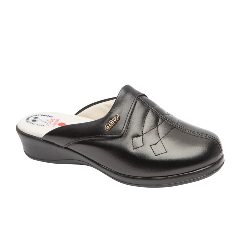 D'Chus Zueco Anatómico Confortable Mujer Piel Negro