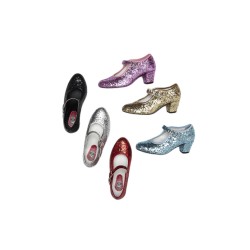 Zapato Tacón Pasos de Baile de Flamenca Glitter