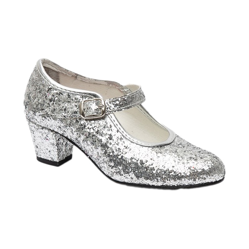 Pasos de Baile, Zapato Glitter Plata Flamenca, Carnaval etc..