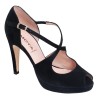 Zapato Mujer Elegante Piel Negro Tacón y Plataforma. Alarcón.