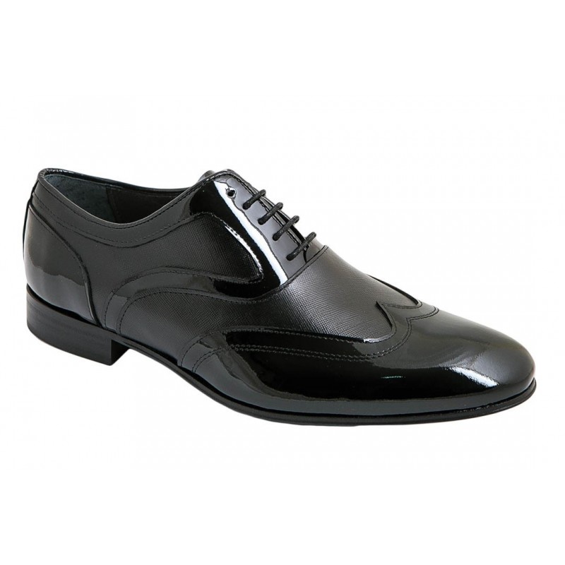 Fenatti Zapato Almansa Para Novio Piel Charol Negro
