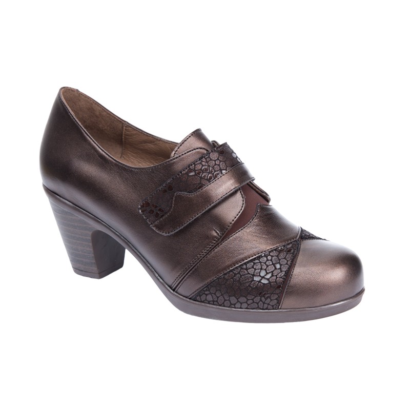 Fiorella Zapato Mujer Confort Ancho Piel y Licra