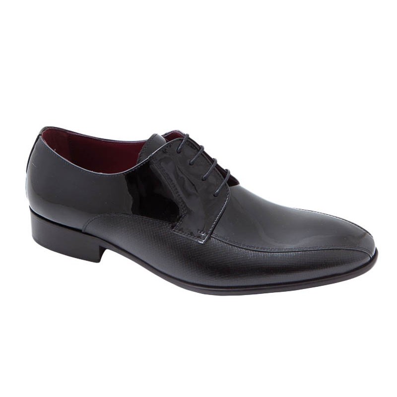 JR Almansa Zapato Novio Piel Charol Grabado Negro