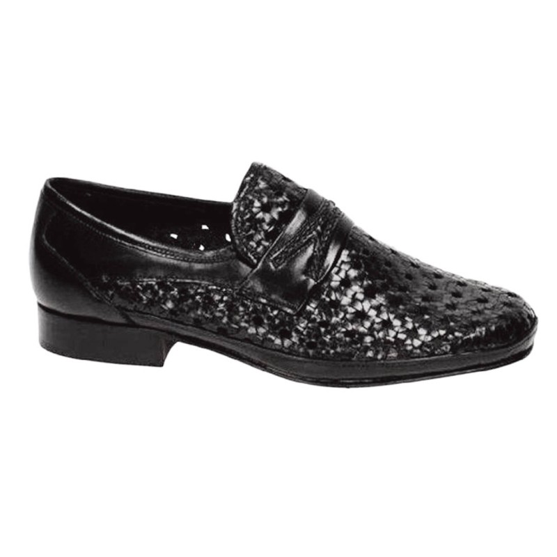 Zapato Piel Trenzado Negro Ancho Especial. JR Almansa