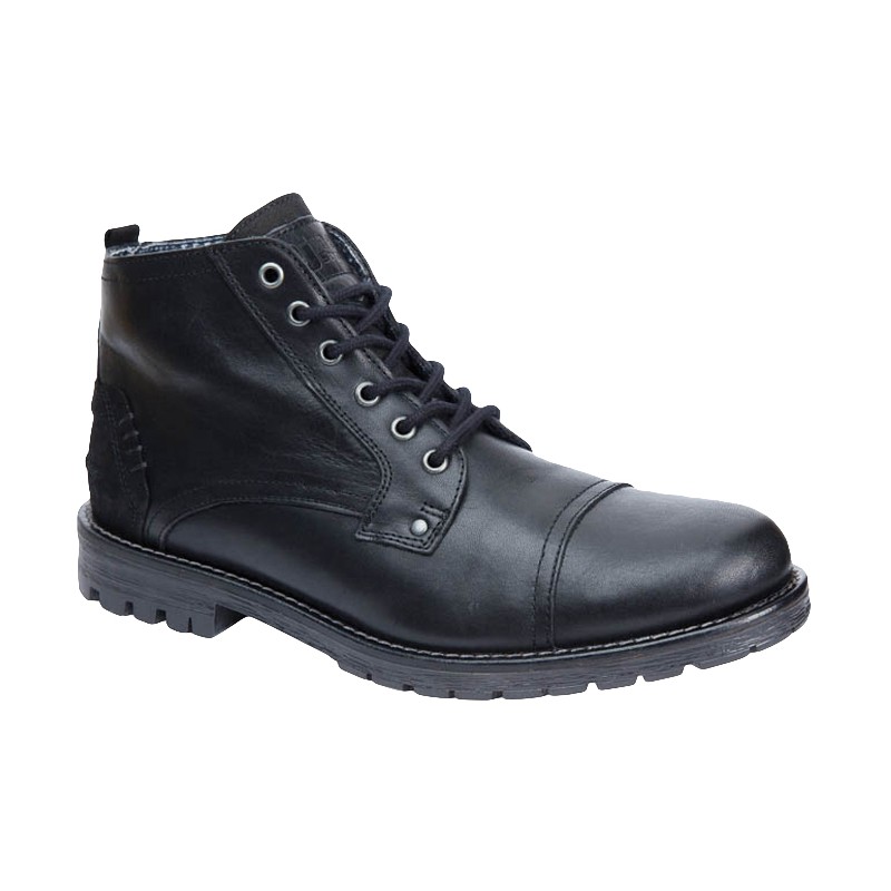 Dj Santa Bota Joven Moda Hombre En Piel Negro