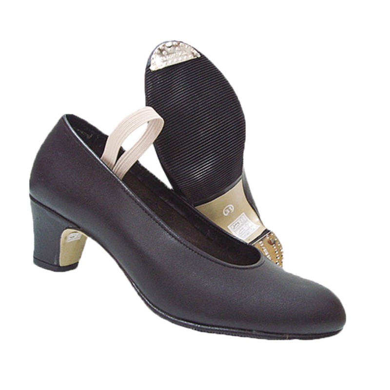 Zapato Pasos de Baile, Piel Con Chapa en Punta y Tacón.