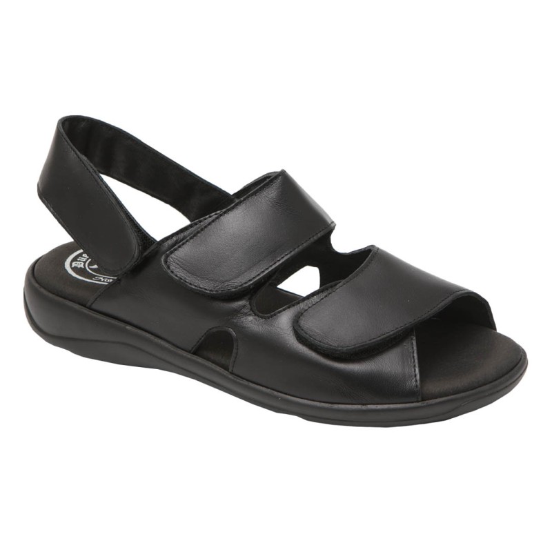 Duendy Sandalia Piel Confort Hombre Con Velcros.