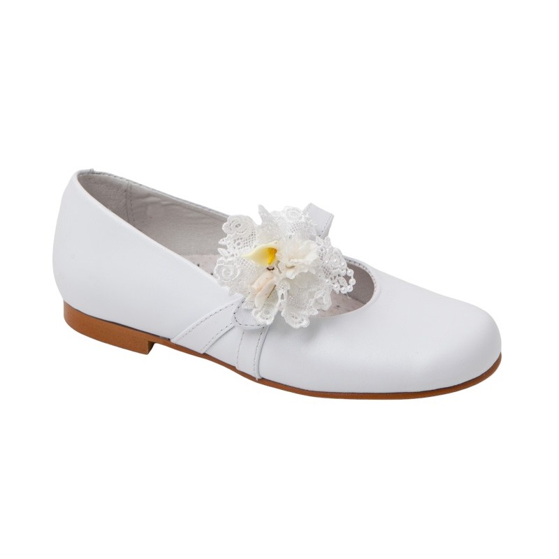 KILLOS, Zapato Niña Comunión Piel Con Adorno Floral.