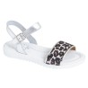 Sandalia Niña Muy Cómoda Plata-Leopardo. Killos