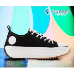 Yumas Sneaker Casual Mujer Lona Negro