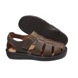 Sandalia Confortable Hombre En Piel kaki