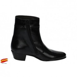 Bota Tacón Cubano Piel Negro. Almansa
