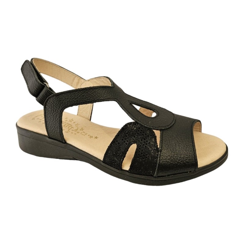 Duendy Sandalia Confort Mujer Piel Negro