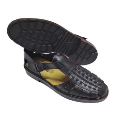 Sandalia Piel Negro Clasica Para Hombre